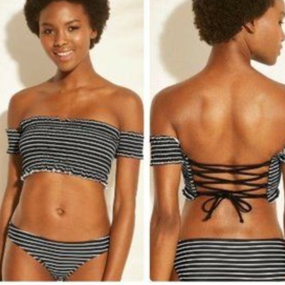 Xhilaration Other - Smocked off the Shoulder Bikini Top Lace Up Padded